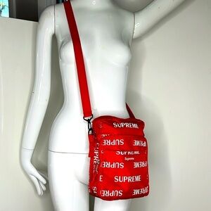 Supreme Red Nylon Cordura Triple Compartment Adjustable Crossbody Bag